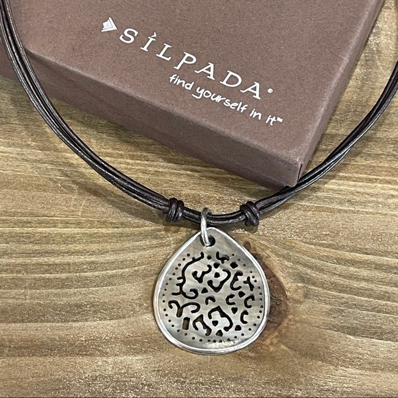 SILPADA Shell, Silver & Leather Necklace N1446 - Picture 5 of 8